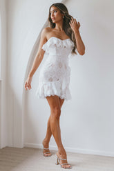 September Lace Mini Dress White